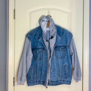 90's blue jean hoodie jacket by Nada Nuff, L